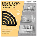 HASTHIP® Corner Bathroom Shelf, Wall Mounted Aluminum Organizer, Self-Adhesive Storage Rack for Shower Accessories, Toiletries, Shampoo, Soap, Lotion