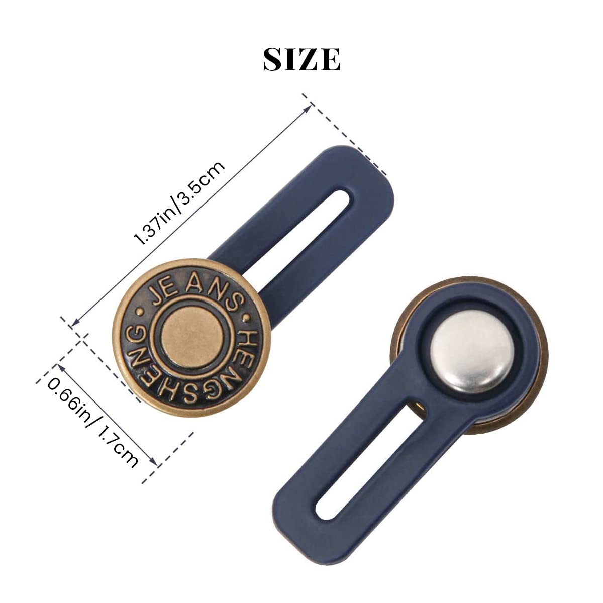 6pcs Pants Waist Button Extender, Flexible Jeans Adjustable Buttons, Metal No Sew Detachable Buttons for Jeans Pants Waistband Expander