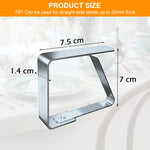 Tablecloth Clips, 4 Pack Stainless Steel Large Table Cover Clamps Table Cloth Holderss, Heavy Duty Picnic Table Clips, Table Cloth Holders Ideal for Restaurant Weddings Party (7 * 7.5cm)