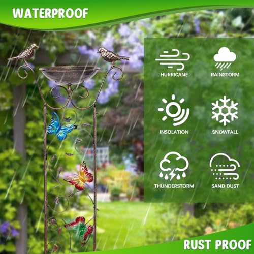 HASTHIP® Garden Climber Support Stand Vintage Iron Bird Bath Bowl 100CM Outside Standing Plant Home Outdoor Decorations Feeder Station Drinking for Balcony 3 PCS
