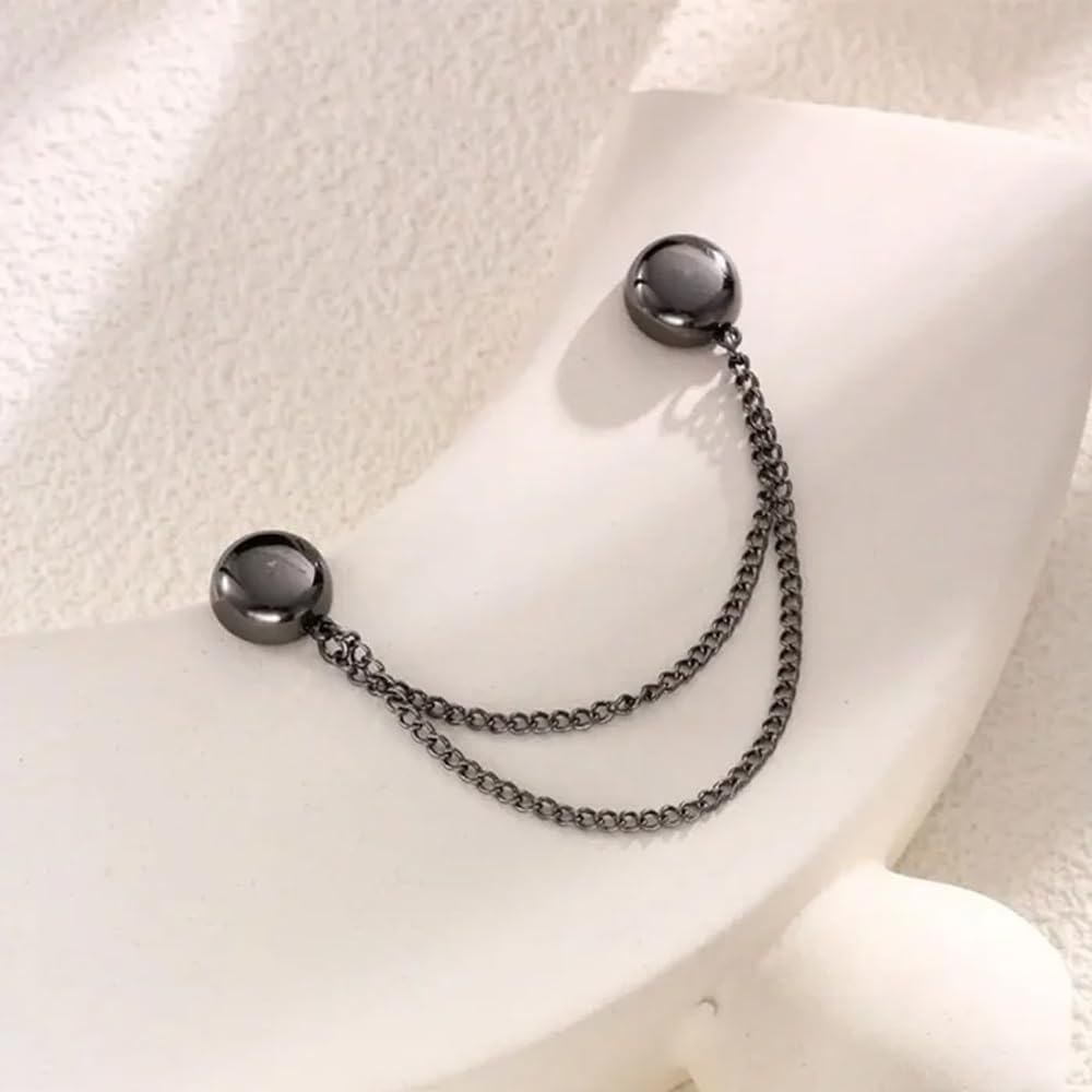 HASTHIP® 4Pcs Magnetic Clothing Clip, Metal Pinless Brooch Clothes Hijab Magnets Chain, Magnetic Cuff Holder, Multi-Purpose Pant Buttons Clips for Shirts, Blazer, Trousers (4 Colors)