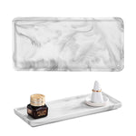 HASTHIP Rectangular Ceramic Vanity Tray for Jewelry and Makeup with Raised Edges | 23.5x9.3cm Marble Organizer