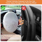 HASTHIP® Funda para Volante de Coche con Protección Solar, Cubierta Reflectante de Tela Plateada para Bloquear Calor y Rayos UV, Universal 42cm Compatible con Autos, Camiones y SUV, Antipolv