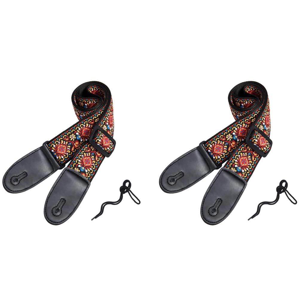 HASTHIP Guitar Strap with Double Sided Embroidered Pattern 34–41 Inches | for Acoustic and Electric Players