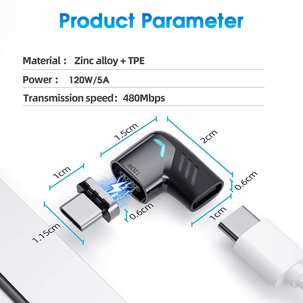 HASTHIP® Type C Adapter Right Angle Magnetic 90 Degree