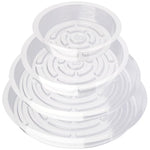 HASTHIP Plant Saucers for Indoor and Outdoor Use with Grooved Drainage Base 12 Pack | Clear Plastic Trays in 6 8 10 12 in Sizes