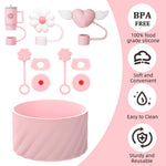 HASTHIP Stanley Cup Accessories Set with 10Pcs Silicone Straw Caps and Cup Boot | Fits 9–10mm Straws