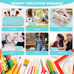 HASTHIP® Pencil Case Box for Boys Girls, Large Capacity 3 Compartment Pen & Pencil Pouch, Stationery Organizer Bag for Kids Teens Adults, Blue