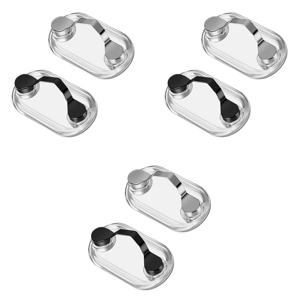 HASTHIP Magnetic Eyeglass Holder for Glasses and Badges featuring Strong Magnet | 6PCS Stainless Steel Clips in Black Silver