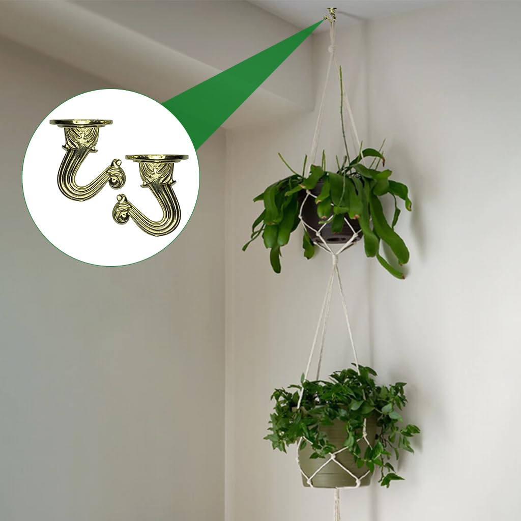 HASTHIP Ceiling Mounting Hooks for Hanging Planters featuring Retro Embossing Zinc Alloy Pack of 2