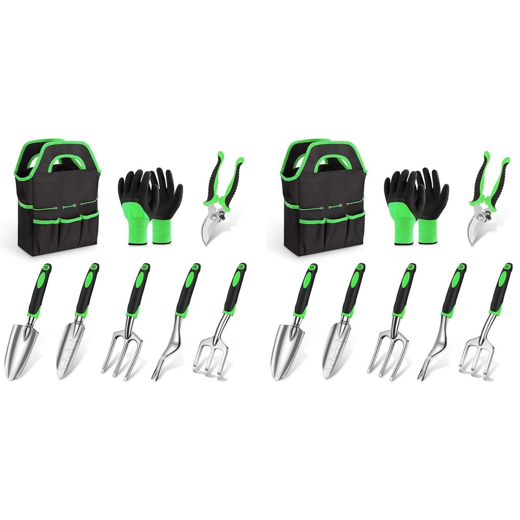 HASTHIP Gardening Tools Set 16PCS for Planting and Weeding with Aluminum Alloy Tools & Bag