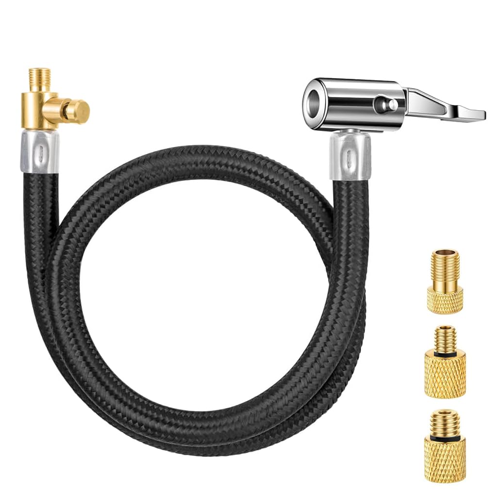 HASTHIP® APEX PERFORMANCE PRODUCTS Flexible Rubber Tire Iator Extension Hose with Built-In Deflation Valve & Quick-Connect Fitting, Universal Air Chuck Adapter for Car, Motorcycle, Bike, Durable