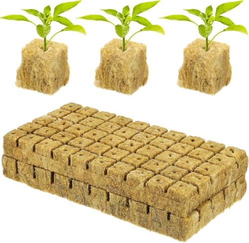 HASTHIP® 100Pcs Seed Starter Rockwool Hydroponics Growing Seed Starter Cubes 0.98 inches Rockwool Cubes Cubes Seedling Cubes Cuttable Rockwool Pad for Plant Seeds, Flower Seeds, Vegetable Seeds