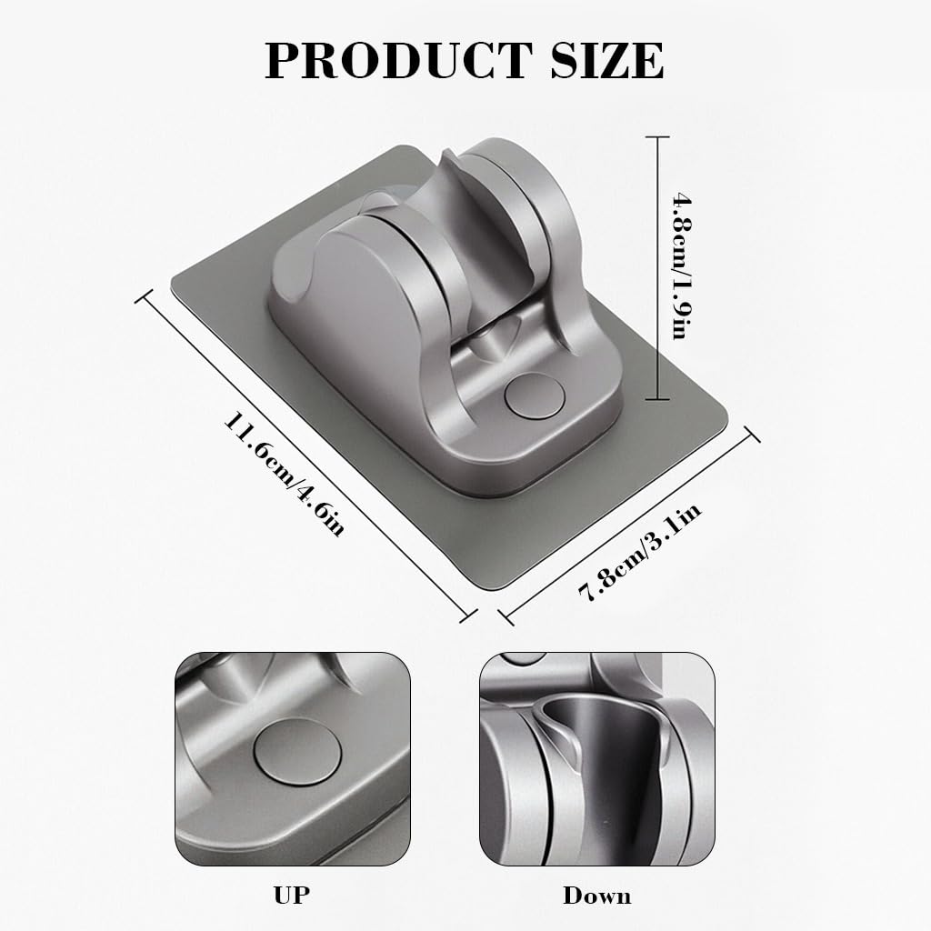 HASTHIP® 2Pcs Self-Adhesive Shower Head Bracket, Strong Adhesive No-Drill Wall Shower Wand Holder, ABS Wall Mount Shower Head Holder for Bathroom