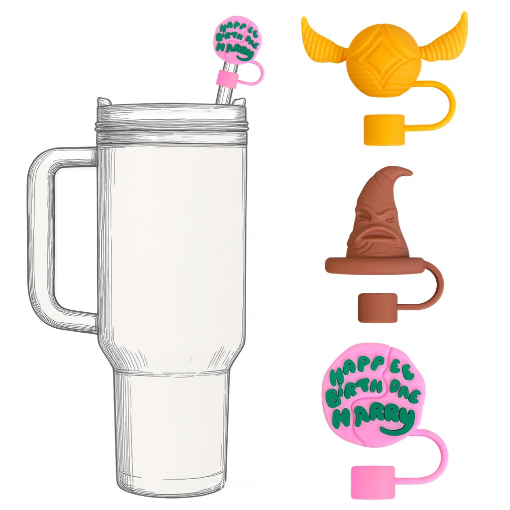 HASTHIP Silicone Straw Caps for 10mm Dia Straws with Anti-Lost Loop | 3Pcs Reusable Dustproof Drink Toppers