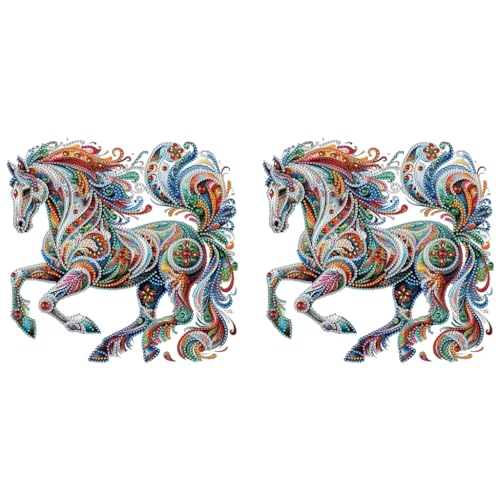 HASTHIP® 5D Diamond Painting Kit Three-Dimensional Aesthetic Dazzling Home Decor DIY Art with Accessories and Tools 12X12 Inches Horse 2PCS