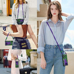 HASTHIP® Compatible with iPhone 15 Silicone Phone Case, Phone Lanyard & Phone Sling Strap Chic Purple Cat Printed Phone Case for iPhone 15 Purple Braided Nylon Rope Phone Sling Strap, Set of 3Pcs