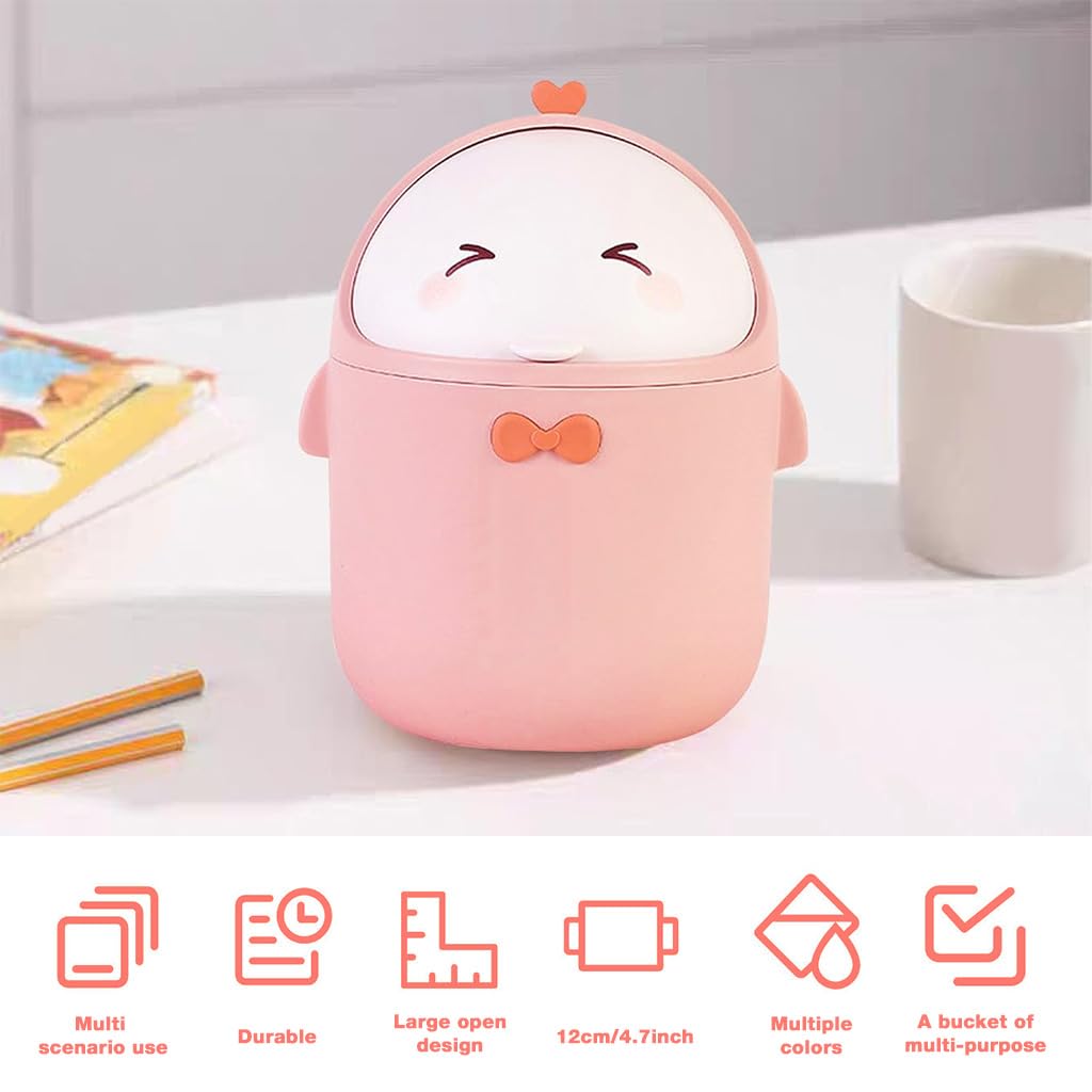 HASTHIP Mini Desktop Trash Can with 90 Trash Bags for Home Kitchen Office | Pink Wastebasket