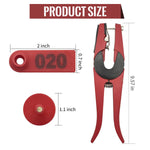 HASTHIP Livestock Ear Tag Applicator Set for Cattle and Sheep with 100 Numbered Tags | Red Plastic Farming Tool