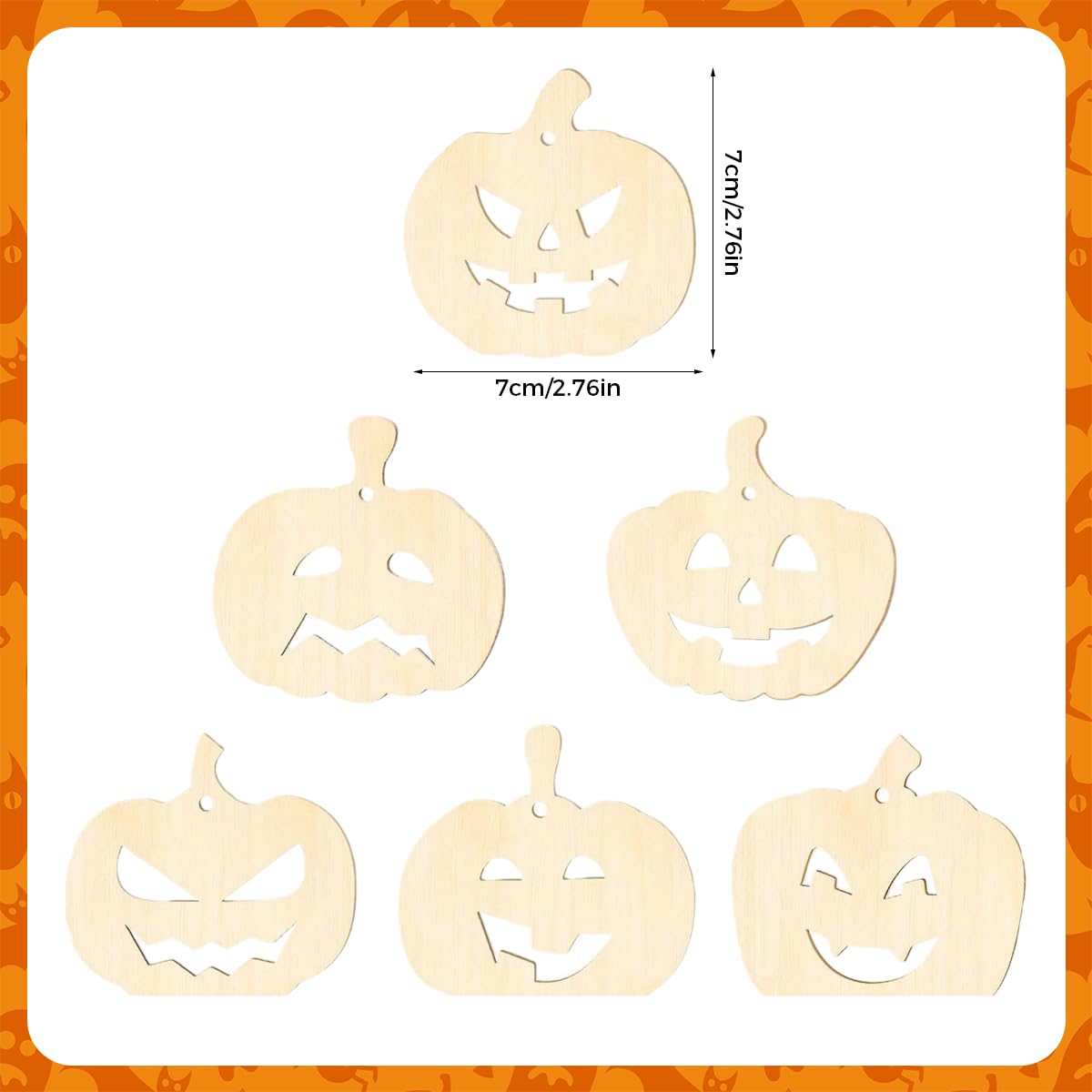 HASTHIP Halloween Decorations Set for DIY Crafting with 12Pcs Wooden Pumpkin Ornaments