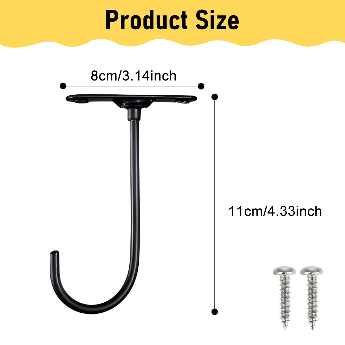 HASTHIP J Shaped Banana Hook for Under Cabinet Storage with 360 Degree Rotation | Metal Screw Mounted Hanger