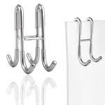 HASTHIP Door Hook Rack for Glass or Room Doors featuring 4-Prong Double-Sided Design | Stainless Steel Removable Organizer