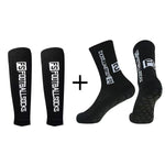 HASTHIP® 1 Set Anti-Slip Grip Soccer Socks with Shin Guard Sleeves