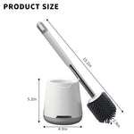 HASTHIP Silicone Toilet Brush Set for Bathroom with 17cm Long Handle and Ventilated Holder | Flexible Bristles Cleaner