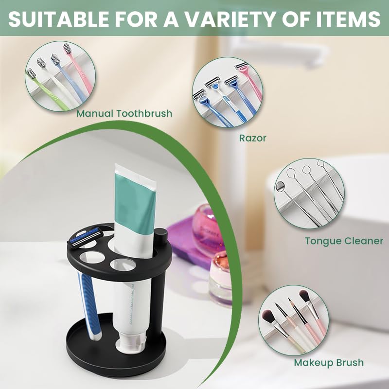HASTHIP Toothbrush Holder Stand for Bathroom with Iron Cup Rack for 4 Toothbrushes | Modern Open-Frame Design