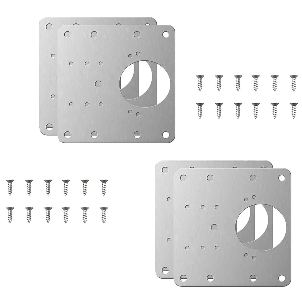 HASTHIP® 4pcs Cabinet Hinge Repair Plate, Stainless Steel Hinge Repair Kit, Kitchen Cupboard Door Hinge Repair Plate Kit Cabinet Hinge Fixing Plate Bracket Kit with Mounting Screw for Cabinet Door