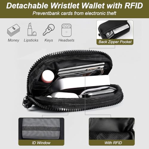 HASTHIP® Correa Universal para Teléfono 2 en 1 con Bolsa con Cremallera y Lengüetas de Acero Inoxidable, Cordón Ajustable Cuello/Hombro para Viajes, Compras y Actividades al Aire Libre