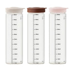 HASTHIP® 3Pcs Kitchen Food Containers-500ml Glass Grain Containers with Lids, 8'' Clear Glass Dry Food Containers with Scale Markers, for Grains, Beans, Cavatappi, Bucatini, Nuts