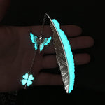 HASTHIP Metal Feather Bookmark for Books with Glow in the Dark Butterfly | 11.5 cm Zinc Alloy Gift