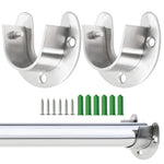 HASTHIP Wardrobe Hanging Rod Mounts for Closet Rods up to 1 in with Screw Mount Stainless Steel | 2Pcs Set
