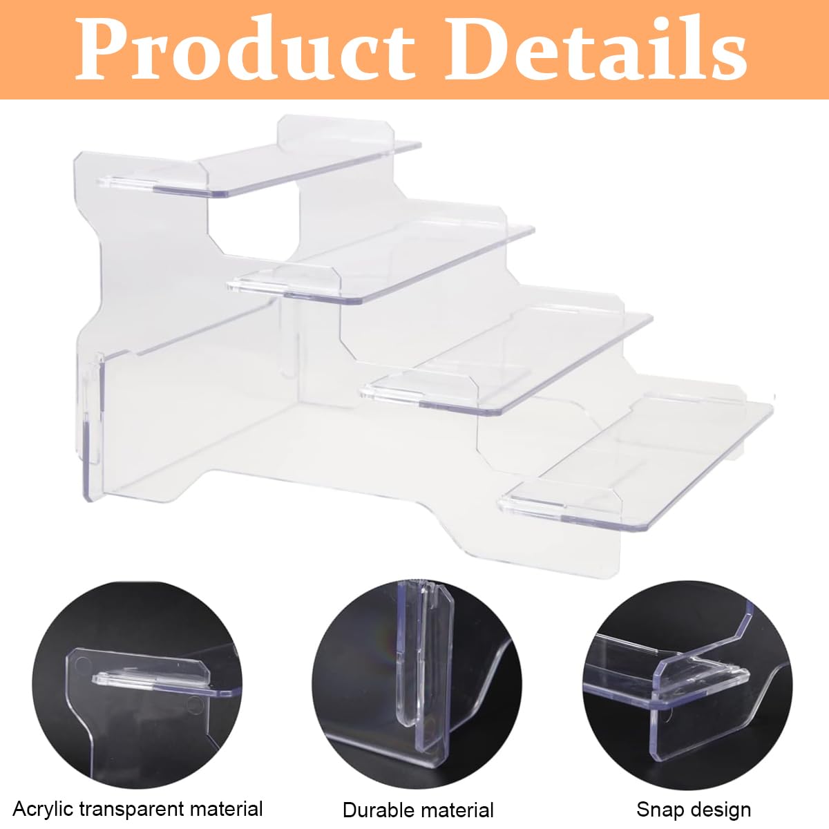 HASTHIP Acrylic Display Rack for Figures Collection with 4 Layer Stepped Design | Transparent Organizer