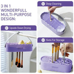 HASTHIP® Makeup Brush Cleaner Basket,Double-Sided Multifunctional Silicone Makeup Brush Cleaning Box & Drying Rack,Organizer for Deep Cleansing and Air Drying Brushes