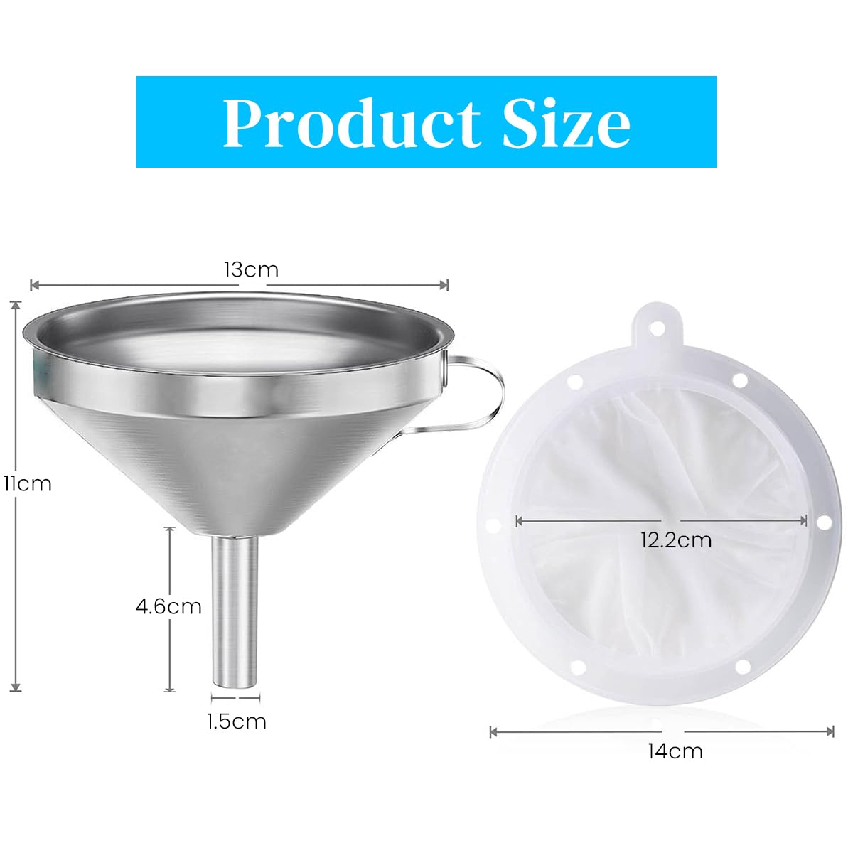 HASTHIP Kitchen Funnel for Oil and Homemade Drinks featuring 100 Mesh Strainer | 5.12 in Food Grade Stainless Steel