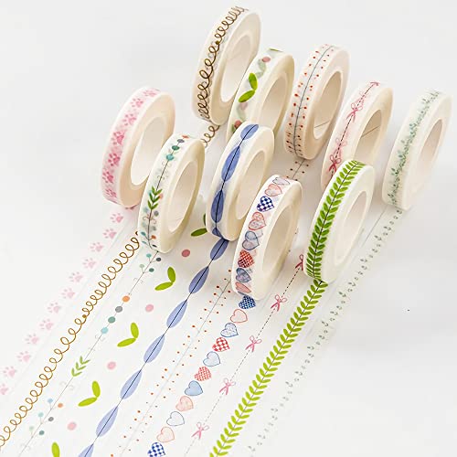HASTHIP® 10 Pieces Flower Washi Tape Masking Tape Adhesive Decorative Tape Sticker for Scrapbooking (Pattern Various) 20 PCS