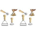HASTHIP Ravioli Stamp Maker Cutter for Pasta and Cookies Set of 3 with Wooden Handle