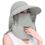 HASTHIP® Sombrero de Sol para Mujer con ala Ancha y Protección UV 360°,Sombrero de Verano Transpirable con Solapa Desmontable para Cuello y Cara,Ideal Playa,Senderismo Barco Pesca