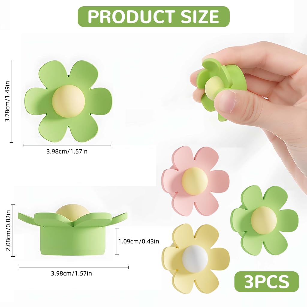 HASTHIP Silicone Sink Overflow Hole Covers for Bathroom Vanities with Flower Design Pack of 3