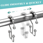 HASTHIP Metal Shower Curtain Hooks for Bathroom with Double Hook Design and Roller Gliders | 12PCS Silver Set
