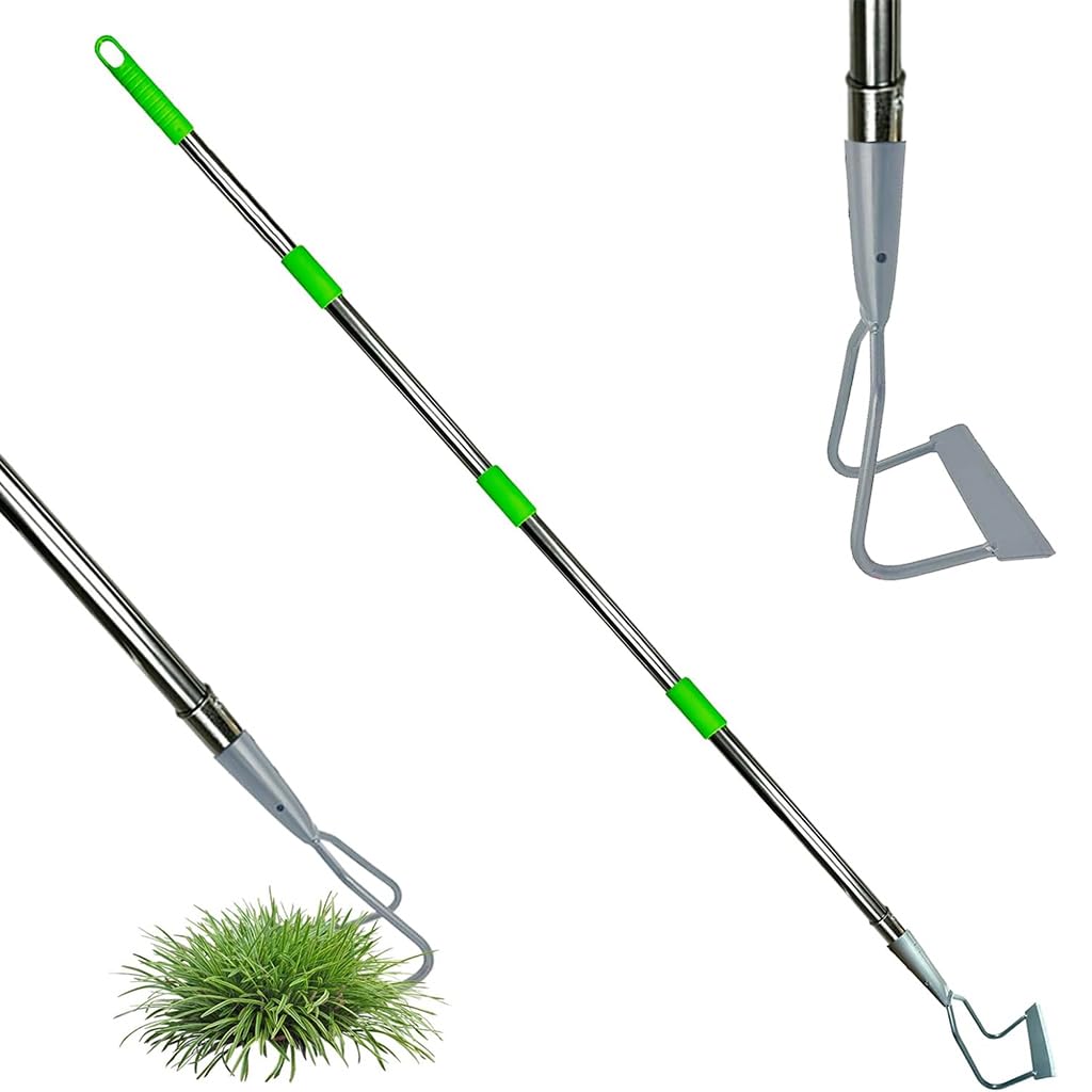 HASTHIP Gardening Grass Puller Tool for Lawn and Garden with 1.6 m Adjustable Handle | Ergonomic Metal Weeder for Weed Removal and Soil Loosening
