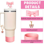 HASTHIP Stanley Cup Accessories 27PCS Kit with Straw Caps and Brush | Cute Bow and Sleeve Decor
