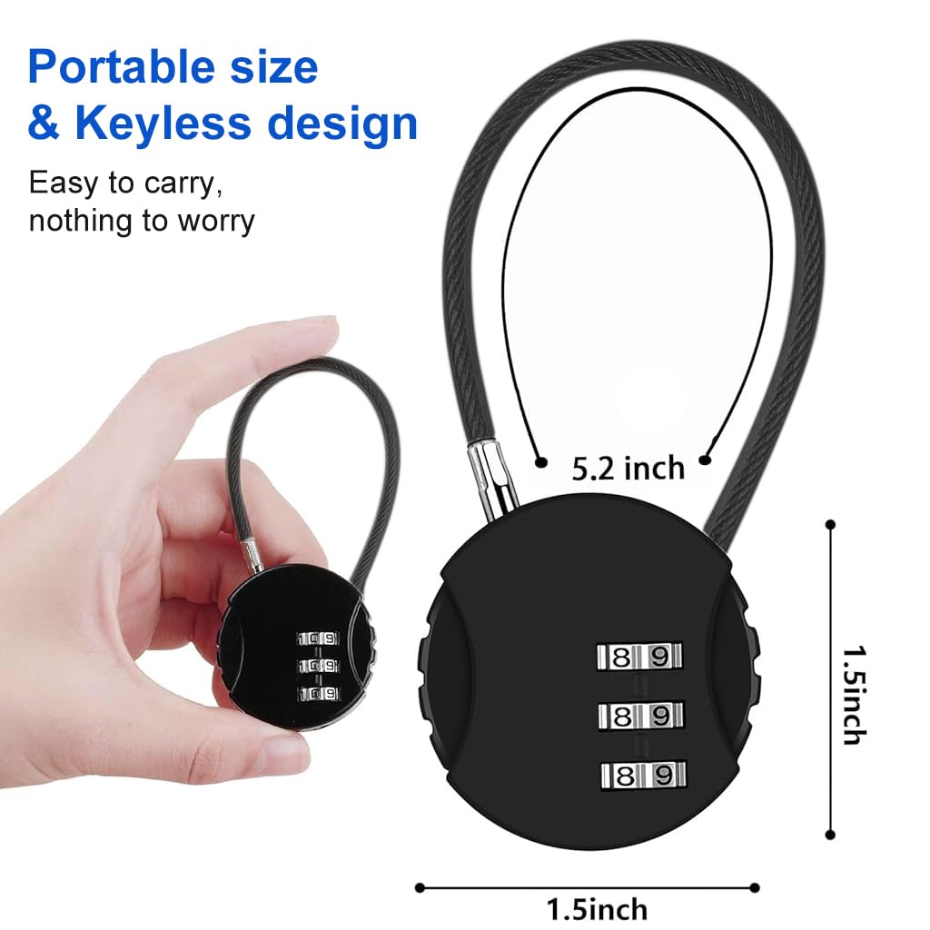 2Pcs Luggage Number Lock - 3 Digit Zinc Alloy Combination Lock Padlock, Outdoor Waterproof Padlock for School Gym Locker, Sports Locker, Fence, Toolbox, Gate, Case, Hasp Storage (Black&Blue)