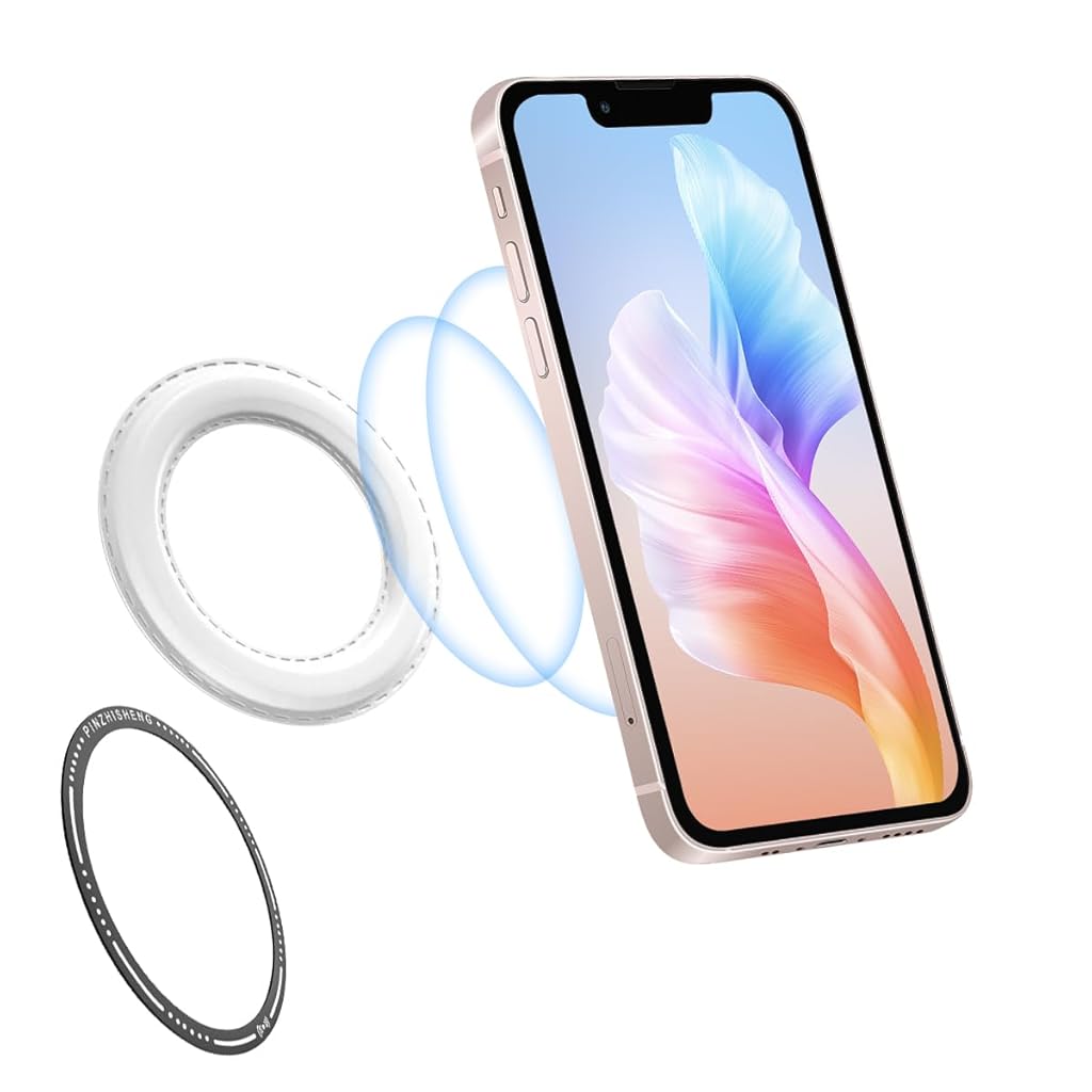 HASTHIP® Magnetic Ring Holder for iPhone 12 13 14 15, Universal MagSafe Compatible Phone Stand, Strong Adhesive Magnetic Mount for Car, Desk, Wall, Foldable Phone Grip, Secure PU Cover Attachment