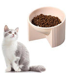 HASTHIP® Pink Cat Food Bowl Elevated Tilted Raised Slanted Stand Dish