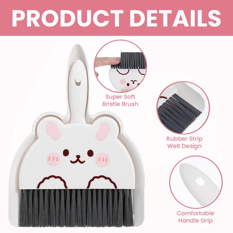 HASTHIP Portable Mini Dustpan and Brush Set for Desktop Cleaning with Ergonomic Handle | Compact Stackable Design
