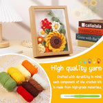 HASTHIP® NAWOKEENY DIY Crochet Kit for Beginners,Sunflower Stuffed Toy & Oil Painting Photo Frame,Complete Knitting Starter Set with Yarn Crochet Hooks Accessories Polyester Fiber Tutorial Video