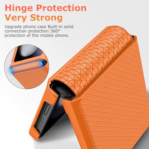 HASTHIP® Compatible with Samsung Galaxy Z Flip 6 Folding Phone Case for Galaxy Z Flip 6 One-piece Retractable Hinge Design Protective Anti-slip Textured Fashion Phone Case with Cut-out Outer Display